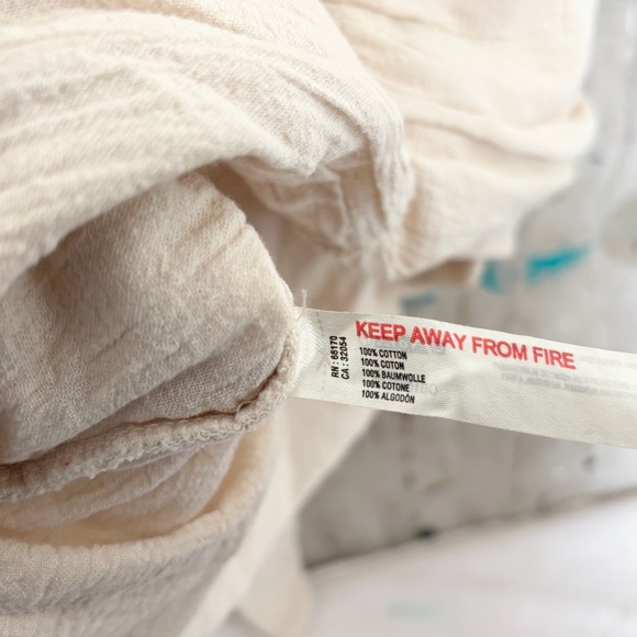 Free People Cream Gauzy Boho Peasant Ruched Buttoned Mini Dress - Picture 5 of 5